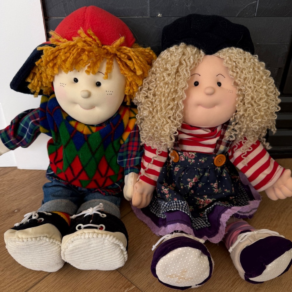 Sweetie Pie Kids Brandon and Chloe Rag Doll Pair 15 Inch Vintage Style Plush